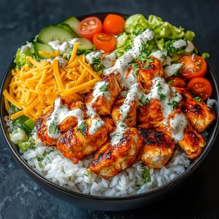 Delicious Buffalo Chicken Bowls with fresh ingredients and spicy sauce