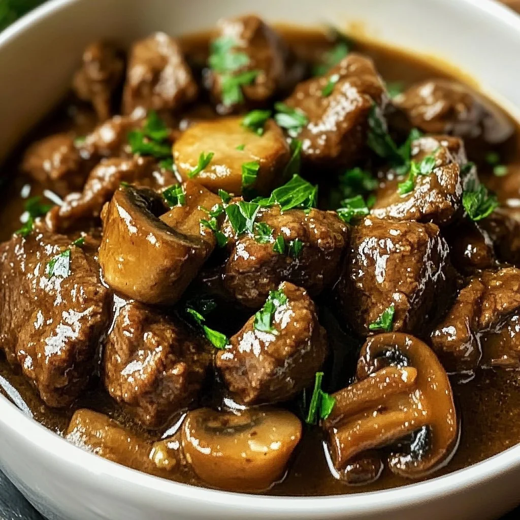 Creamy Crockpot Beef Tips with Mushrooms