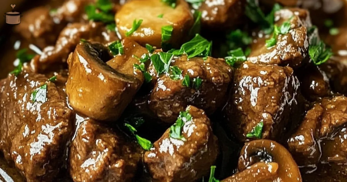 Creamy Crockpot Beef Tips with Mushrooms