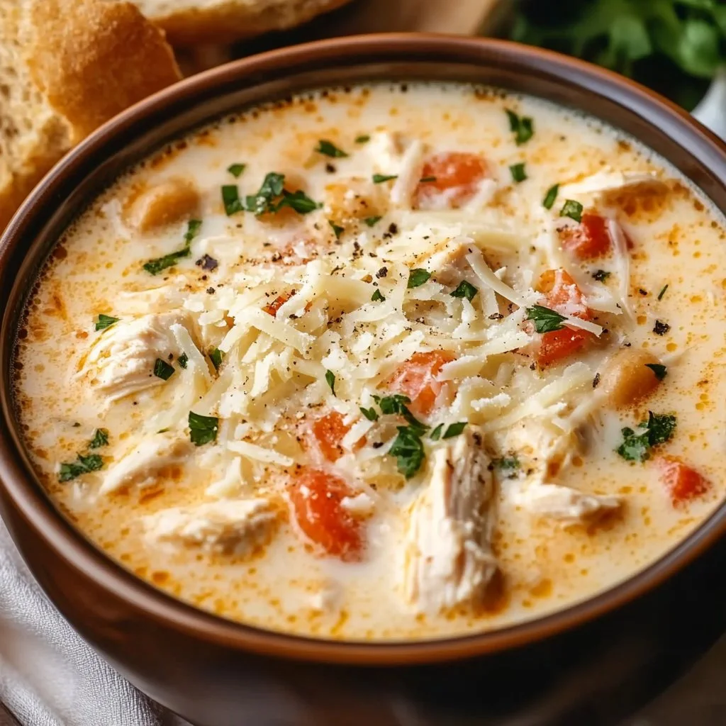 Crock Pot Creamy Chicken Parmesan Soup