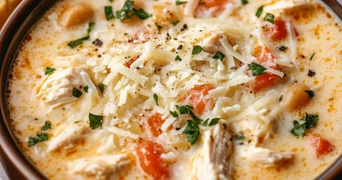 Crock Pot Creamy Chicken Parmesan Soup