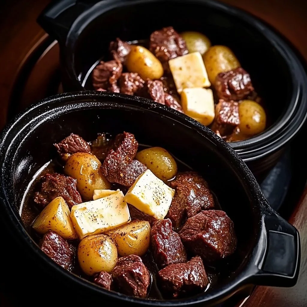 Crockpot Garlic Butter Beef Bites with Potatoes