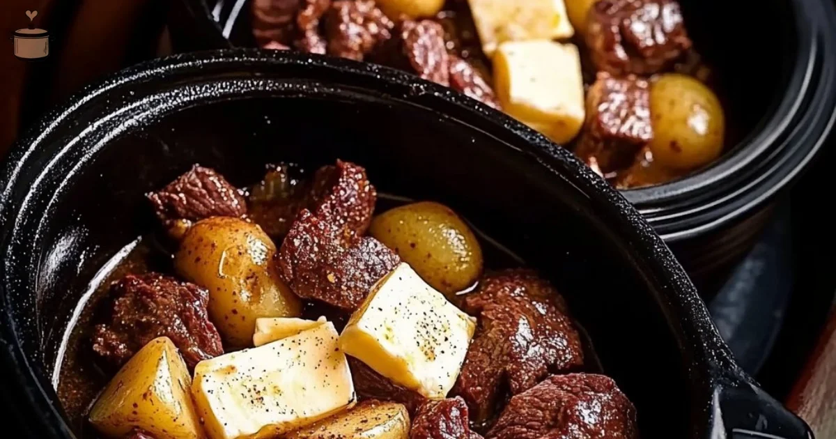 Crockpot Garlic Butter Beef Bites with Potatoes