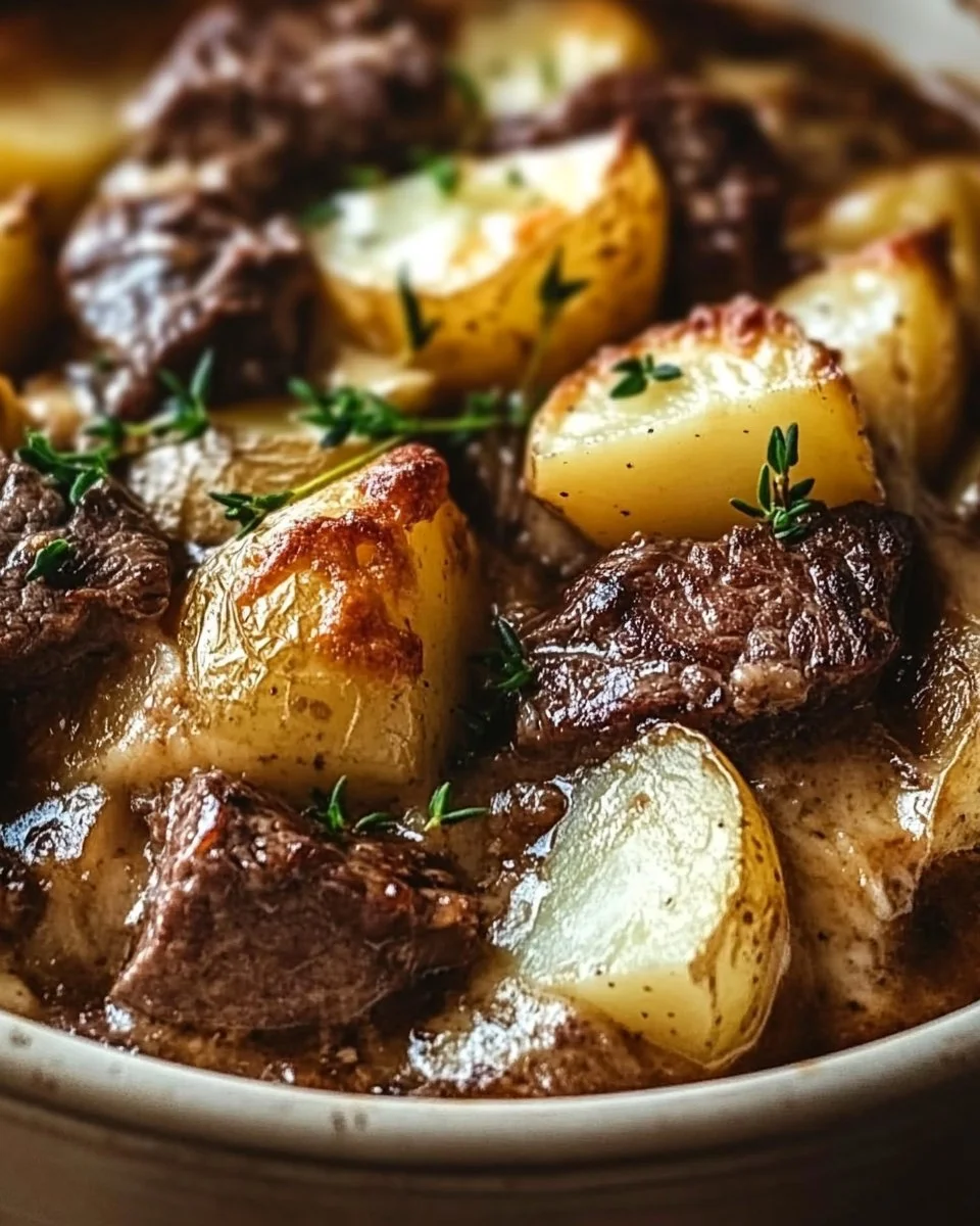 Crockpot Loaded Steak and Potato Bake