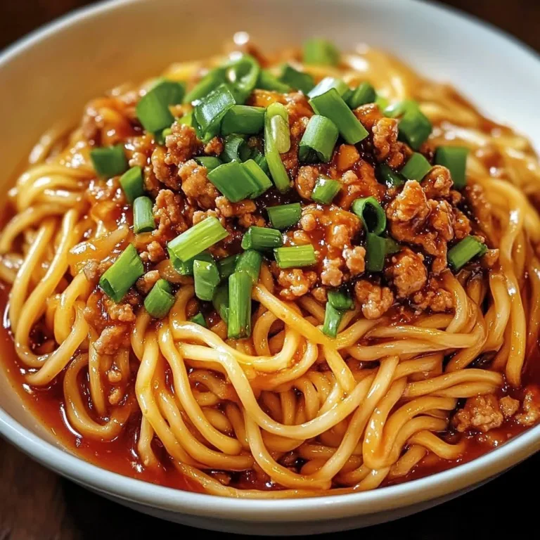 Delicious Szechuan noodles served with vibrant vegetables and spices