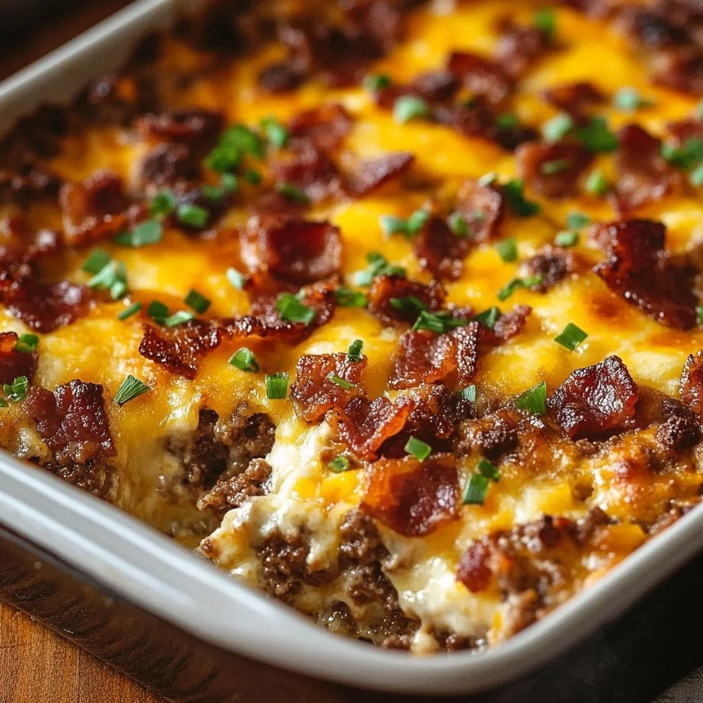 Low-Carb Bacon Cheeseburger Casserole