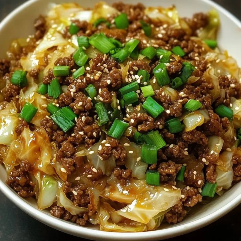 Delicious Low-Carb Mongolian Ground Beef served with cabbage for a healthy meal.
