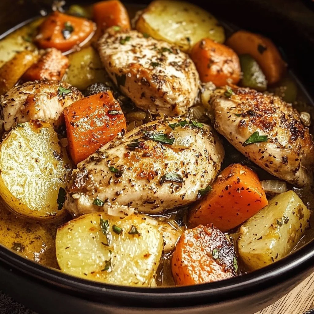Slow Cooker Garlic Butter Chicken and Veggies