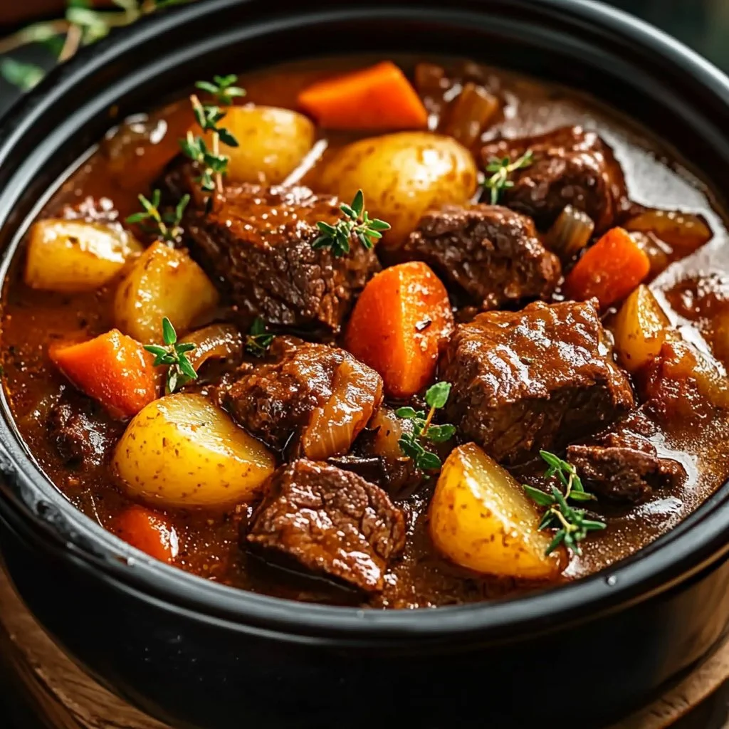 Best Crock Pot Beef Stew with fork-tender meat in rich gravy