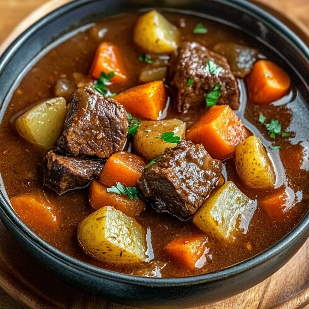 Crockpot Beef Stew with rich aroma and savory gravy