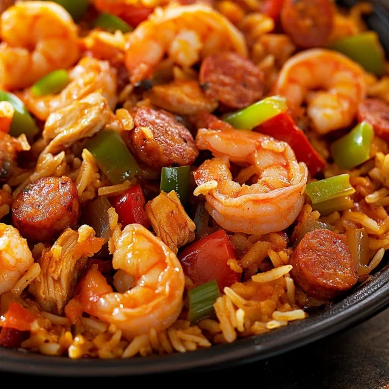 Delicious Cajun Jambalaya served in a vibrant bowl with spices and ingredients.