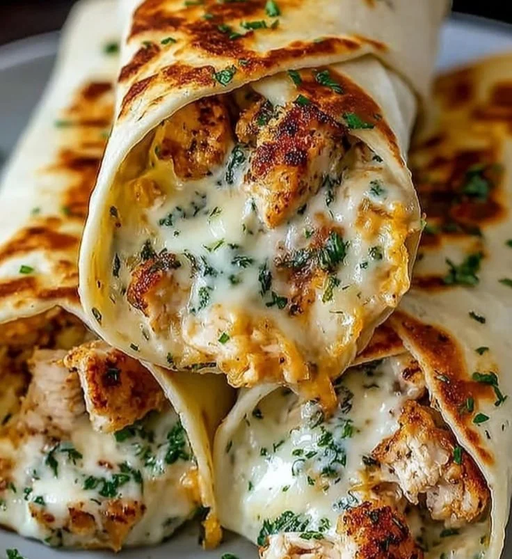 Cheesy Garlic Chicken Wraps
