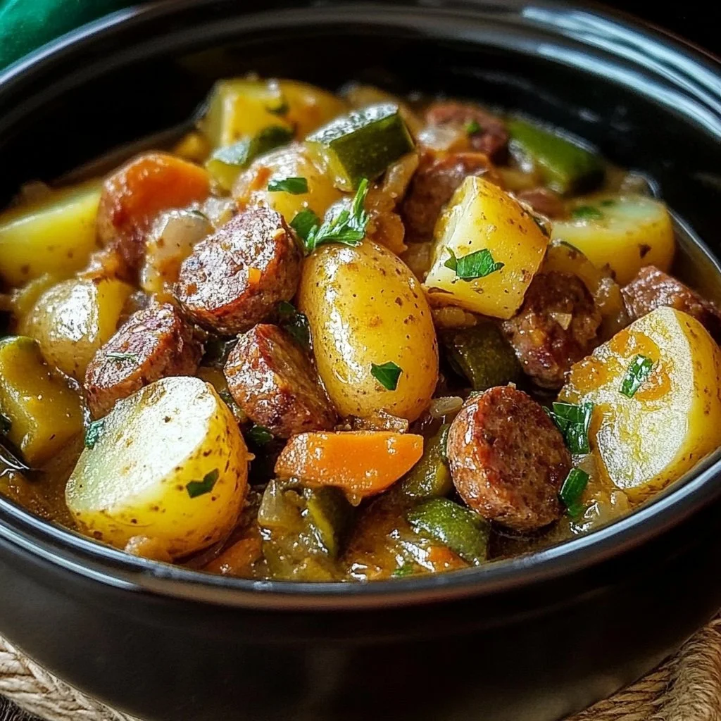 Crock Pot Swamp Potatoes with Sausage & Veggies
