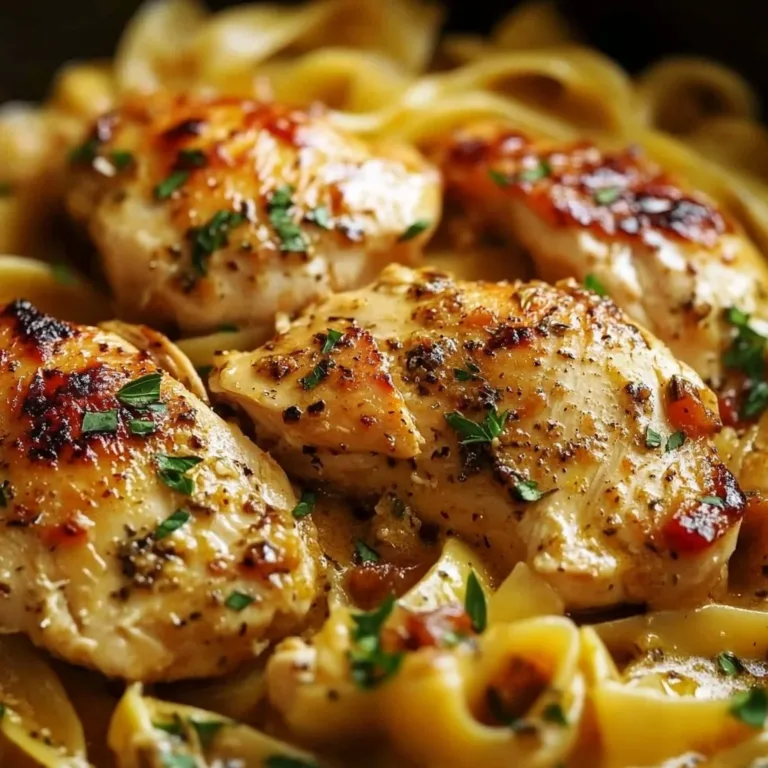Crockpot Angel Chicken served with pasta and herbs in a white sauce