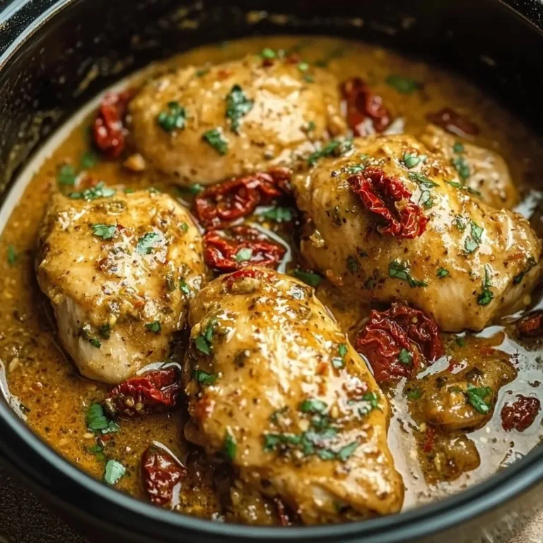 Delicious Dump and Go Crockpot Marry Me Chicken ready to serve