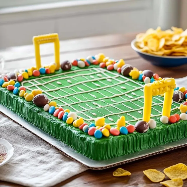 Delicious Football Sheet Cake decorated for game day celebrations