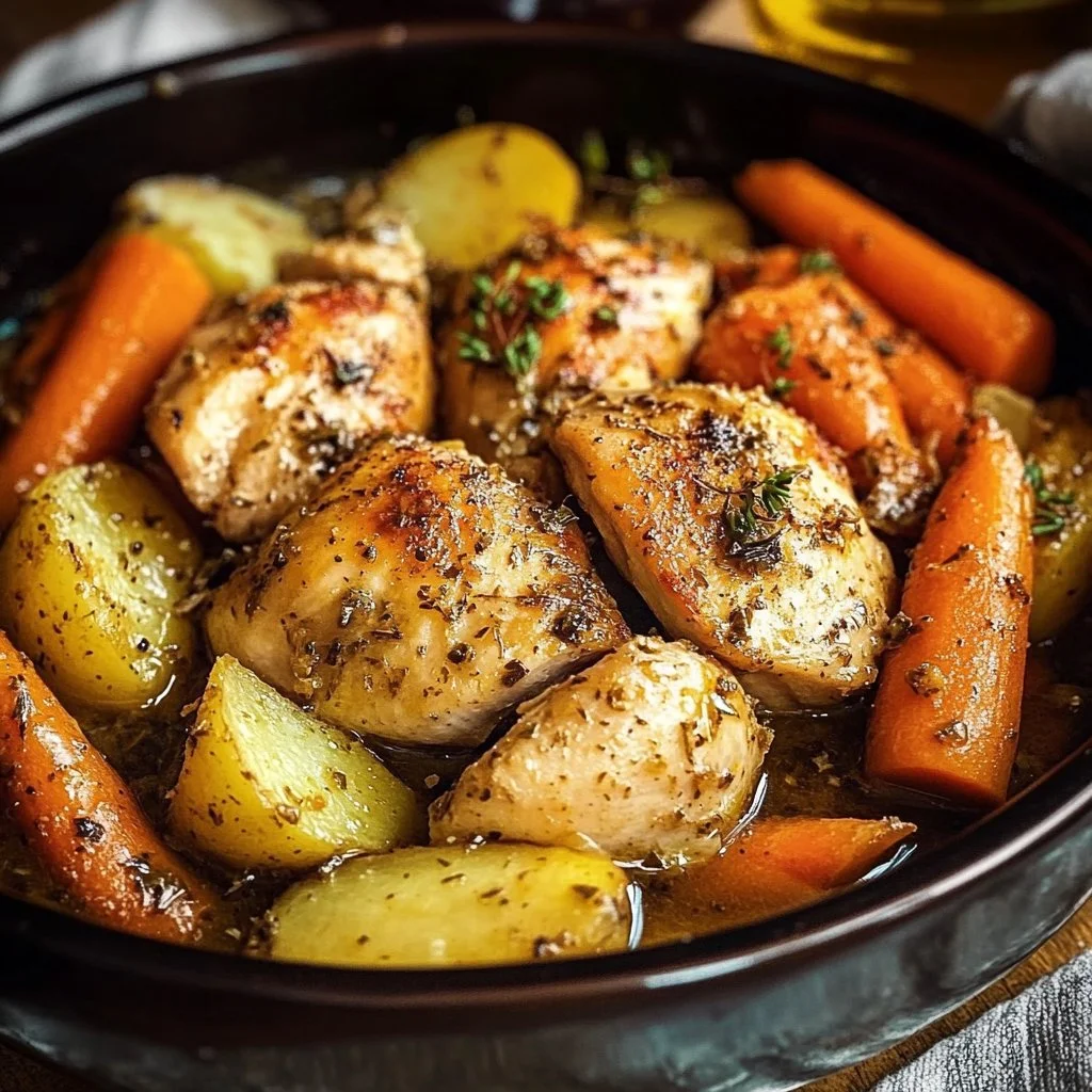Slow Cooker Garlic Butter Chicken and Veggies