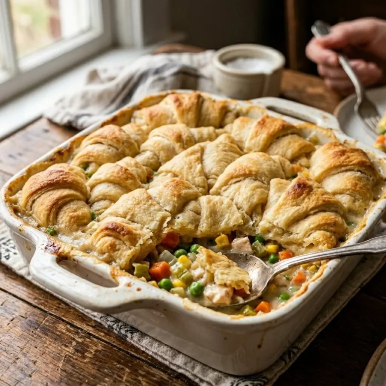 Delicious Chicken Pot Pie Casserole topped with flaky crust and filled with chicken and vegetables.