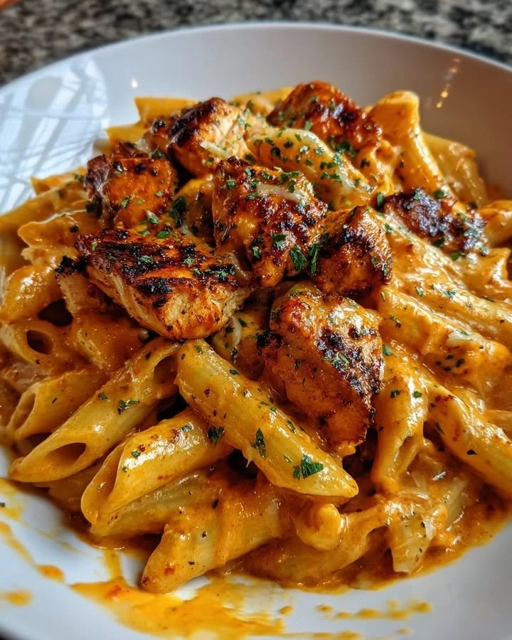 Creamy Chicken Penne in Cheesy Roasted Tomato Garlic Sauce