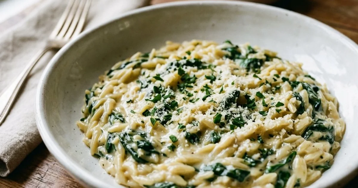 Creamy Parmesan Spinach Orzo