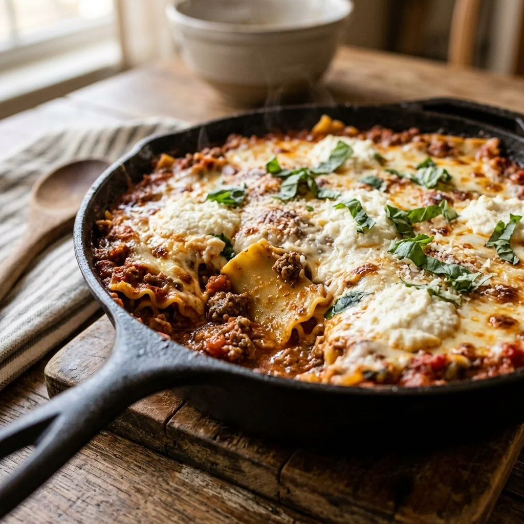 Healthier One Pot Skillet Lasagna