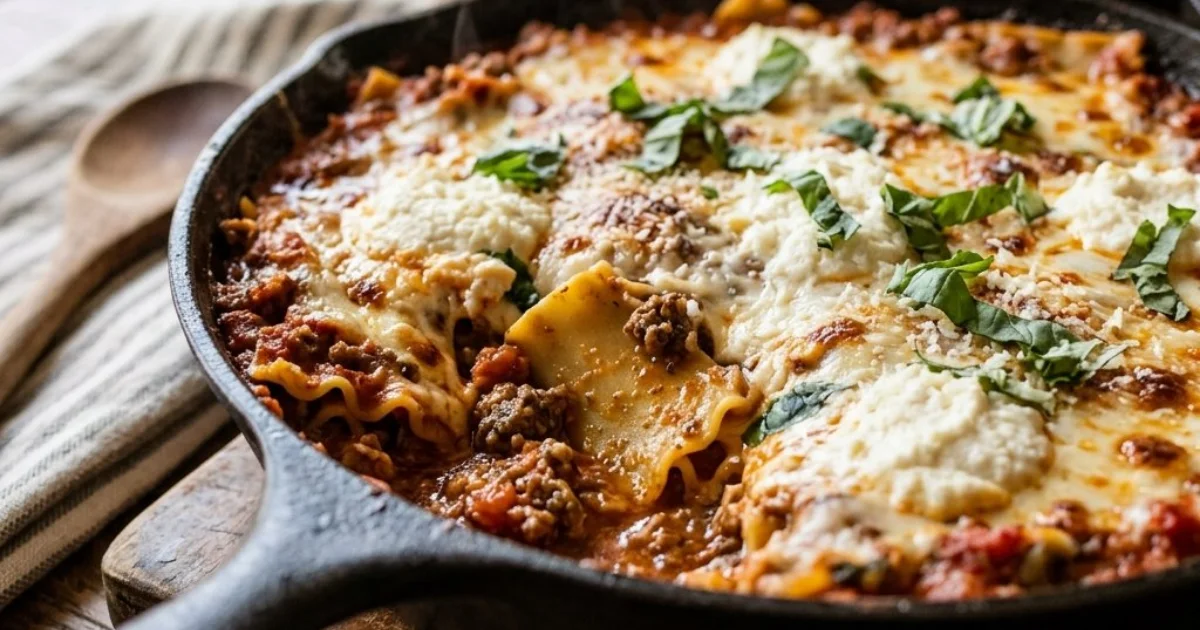 Healthier One Pot Skillet Lasagna