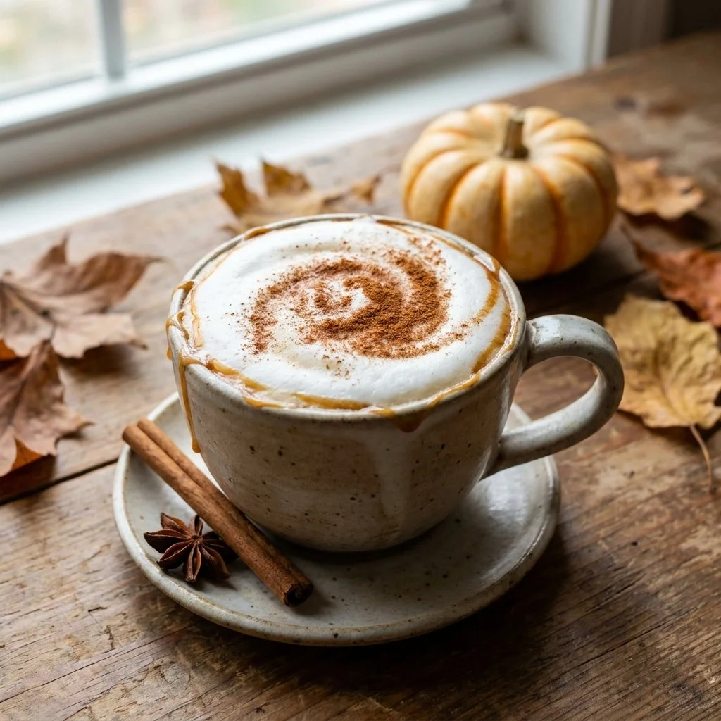 Delicious slow cooker pumpkin latte served in a cozy cup.