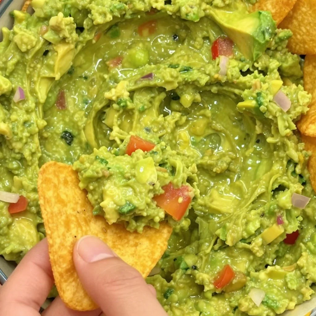 Bowl of authentic guacamole with fresh ingredients and farmhouse decor