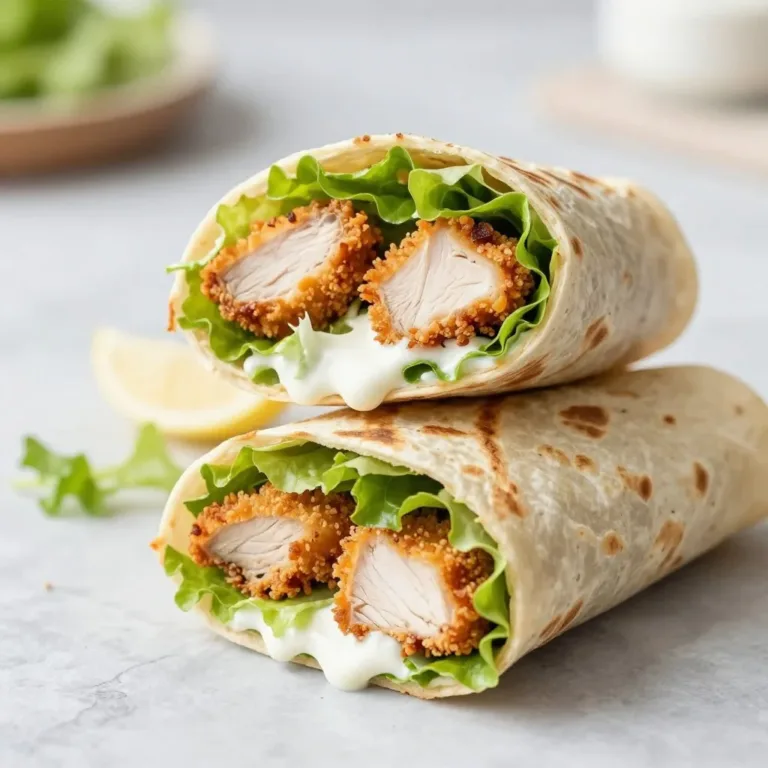 Crispy chicken caesar wraps served on a plate with fresh ingredients
