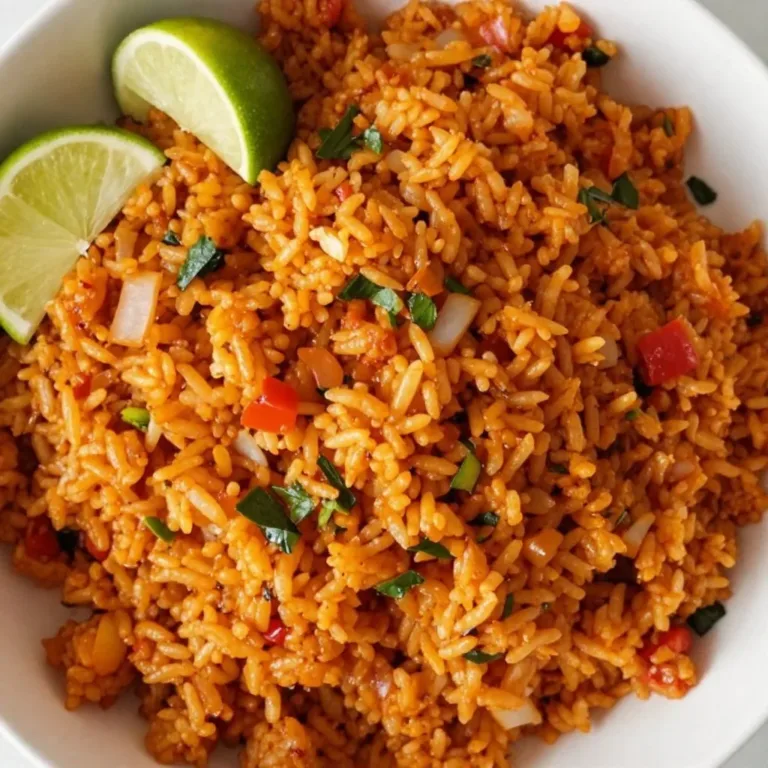 Delicious serving of easy Mexican rice in a cozy home setting
