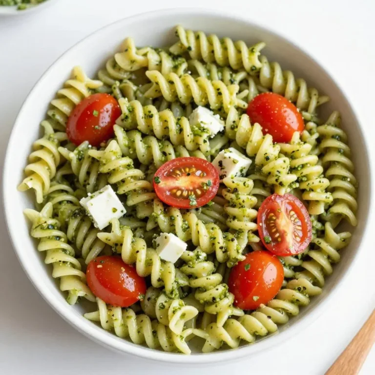 A vibrant bowl of Pesto Pasta Salad showcasing Southern Comfort ingredients.