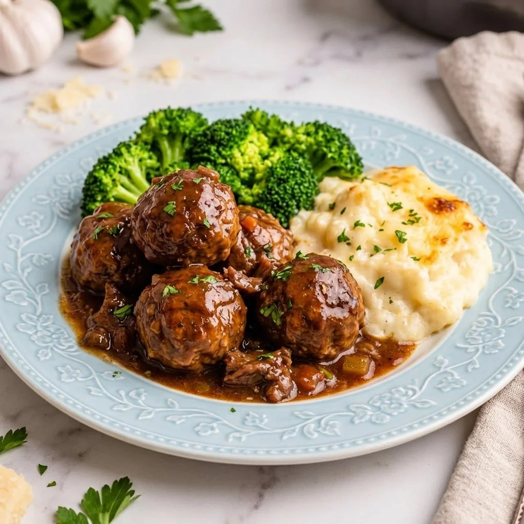 Slow Cooker French Onion Meatballs