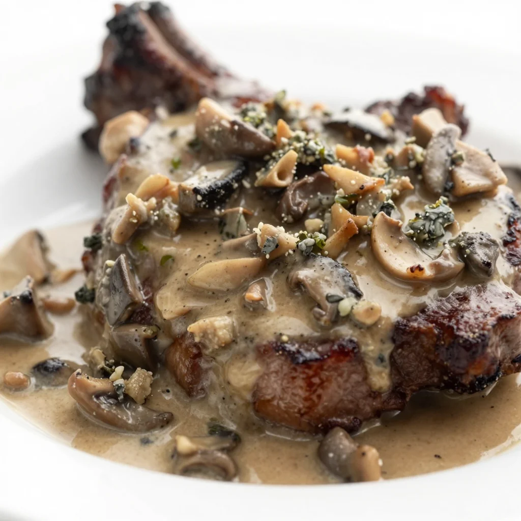 Steak with Creamy Whiskey Mushroom Sauce