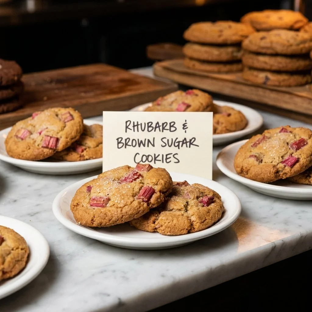 Delicious Brown Sugar Rhubarb Cookies with a perfect blend of sweet and tart flavors.