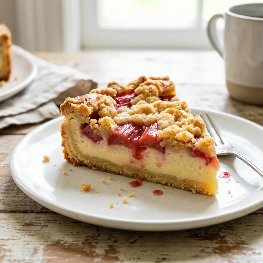 Creamy Rhubarb Custard Cake