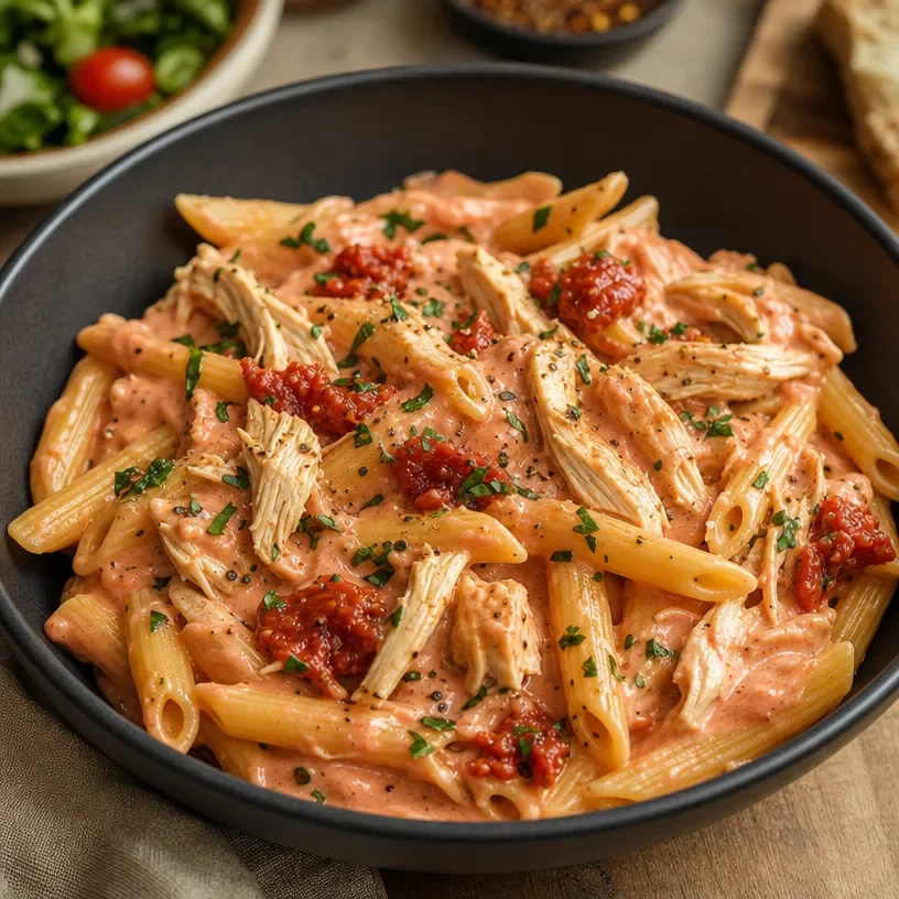 Crockpot Chicken and Pasta Pink Sauce