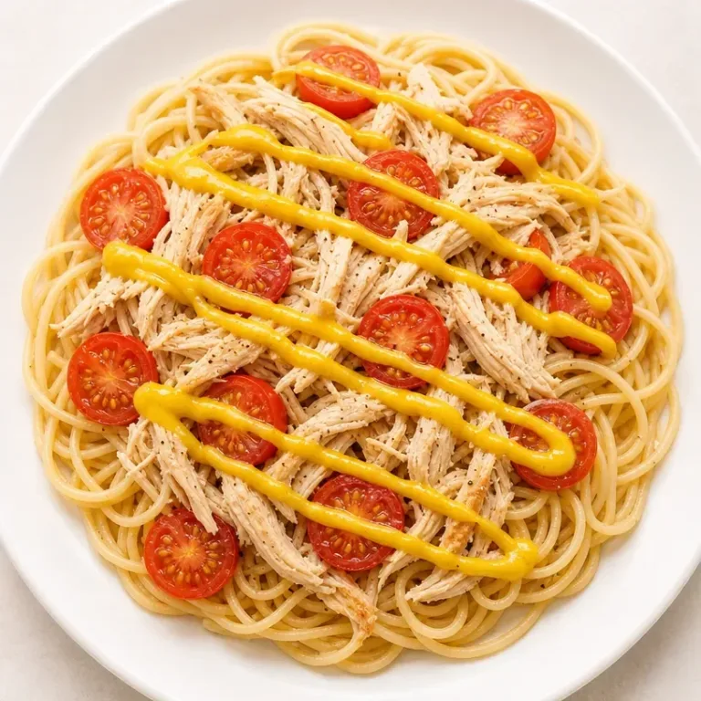 Cozy Crockpot Recipes 3 Crockpot Chicken Spaghetti with chicken, pasta, and vegetables in a creamy sauce