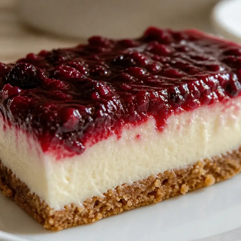 No Bake Rhubarb Cheesecake Squares
