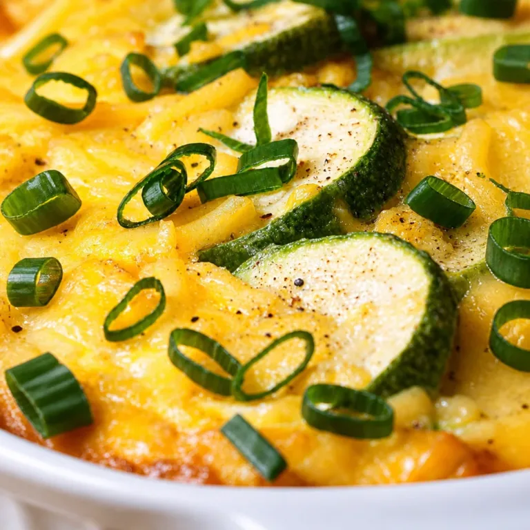 Crockpot zucchini casserole with sliced zucchini, onions, and cheese topping.
