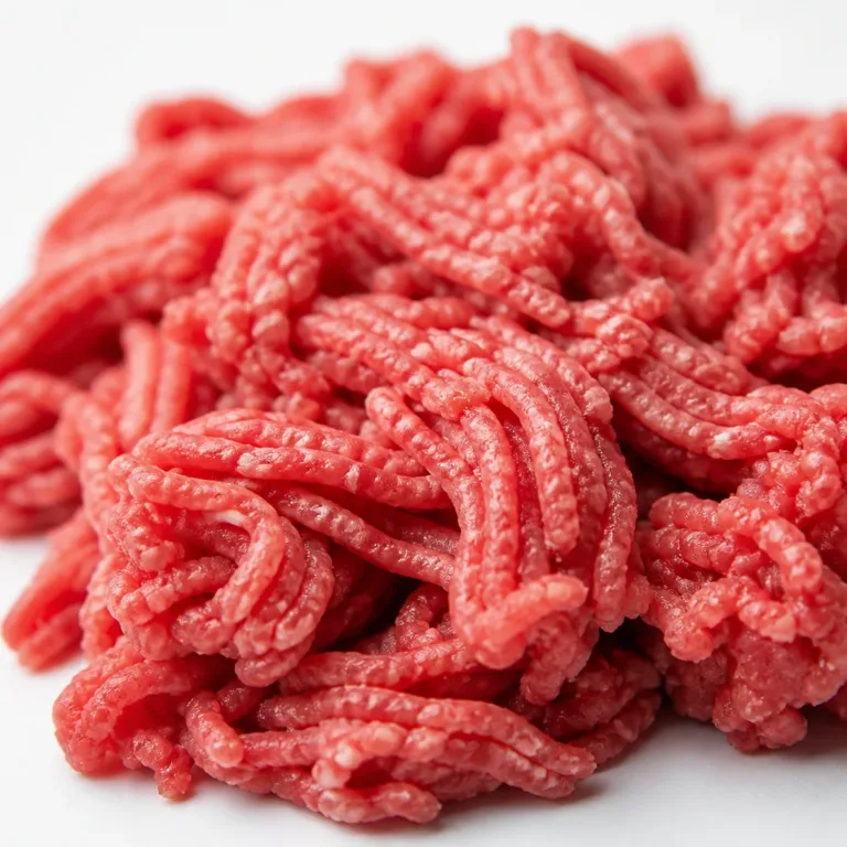 Raw ground sirloin next to ground beef on parchment paper for meal prep.