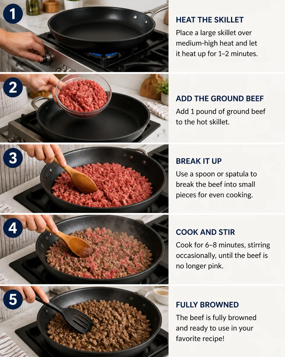 how long to cook ground beef on stove