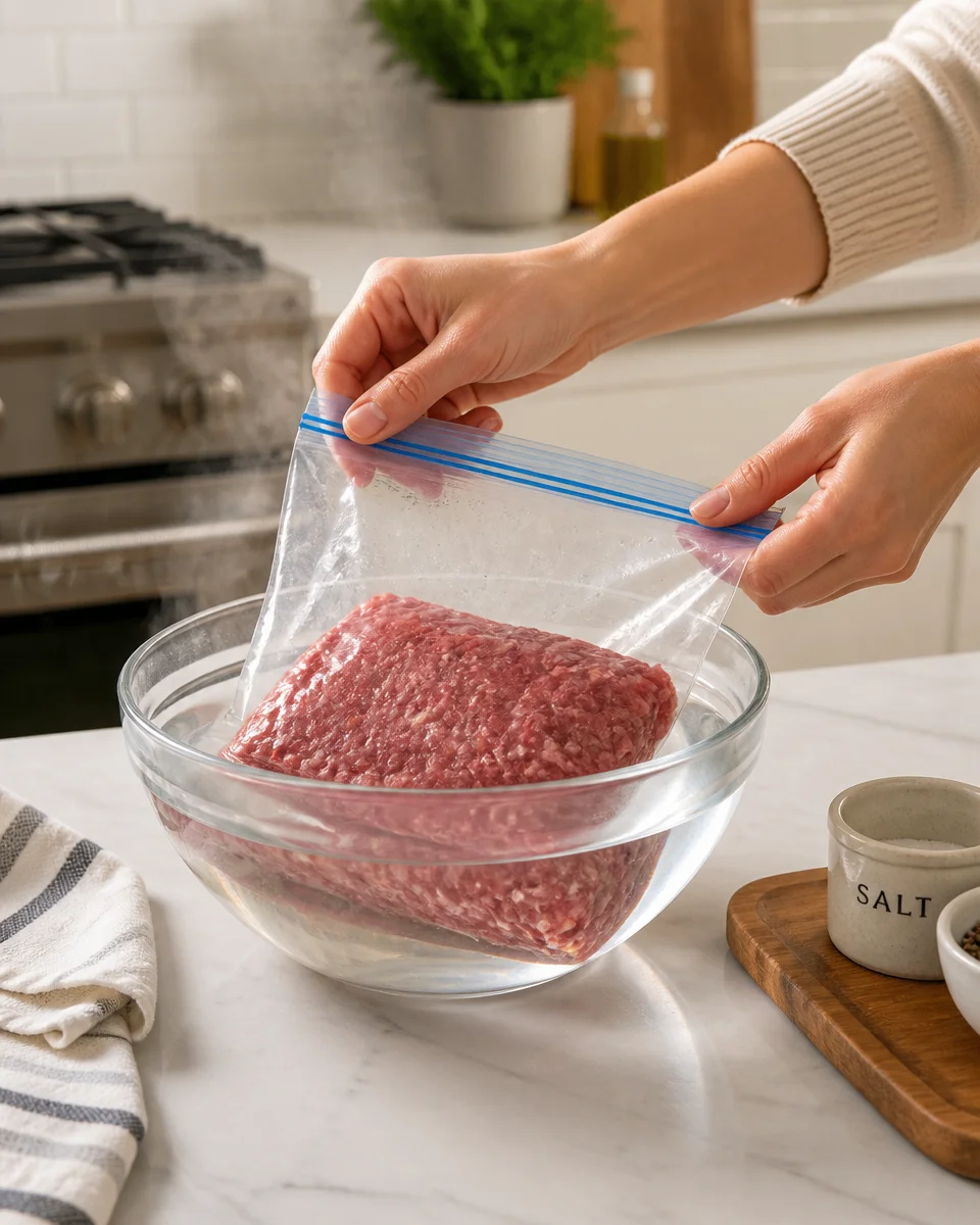 how to thaw ground beef fast