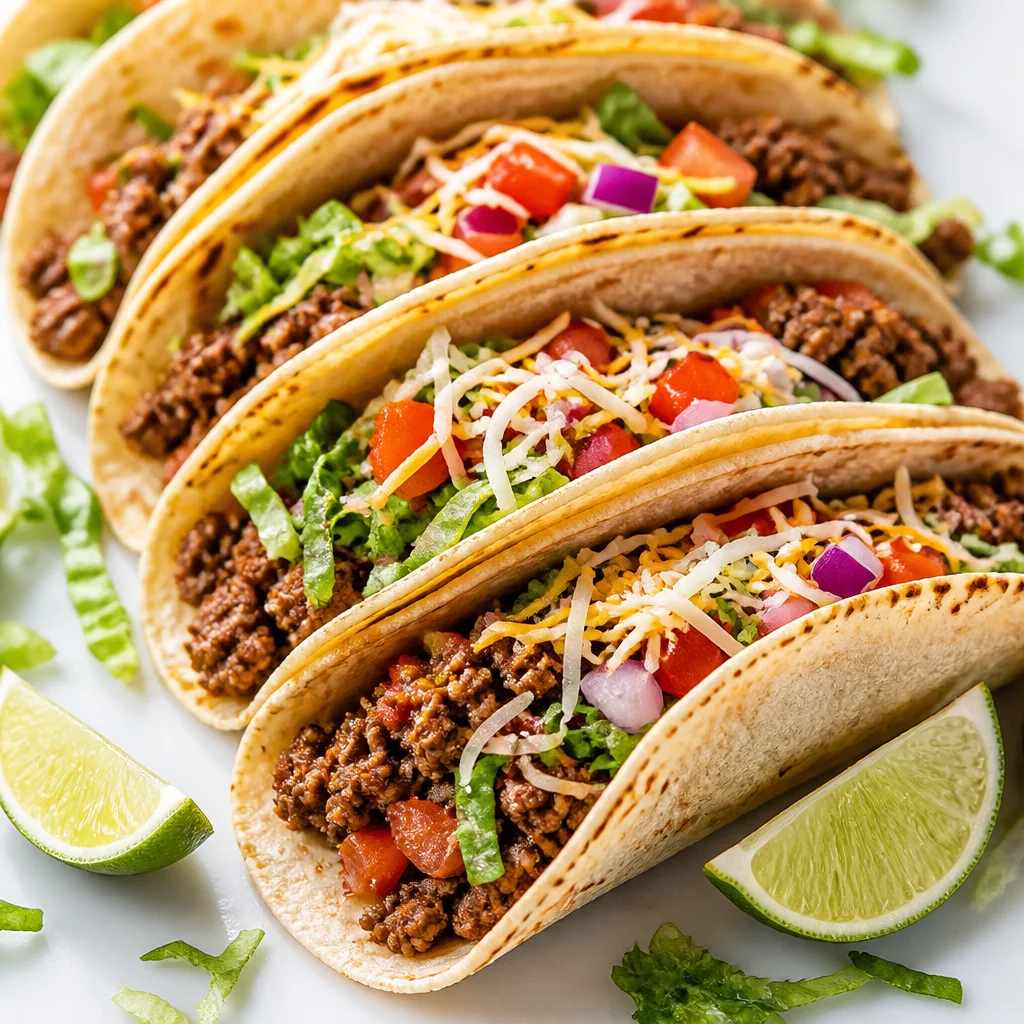 Delicious ground beef cooking in a skillet for tasty tacos.