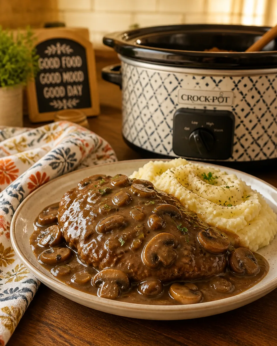 Crockpot French Onion Salisbury Steak