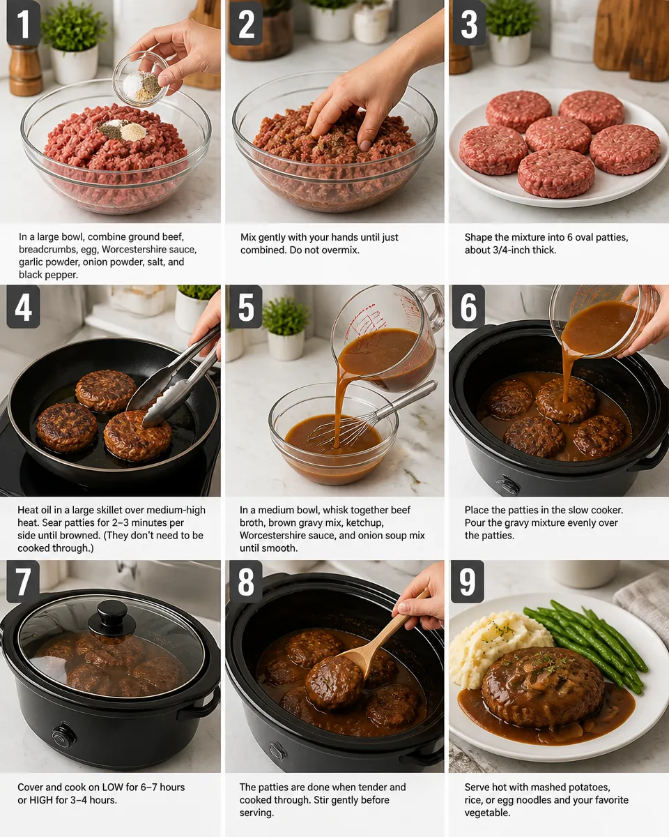 Crockpot French Onion Salisbury Steak