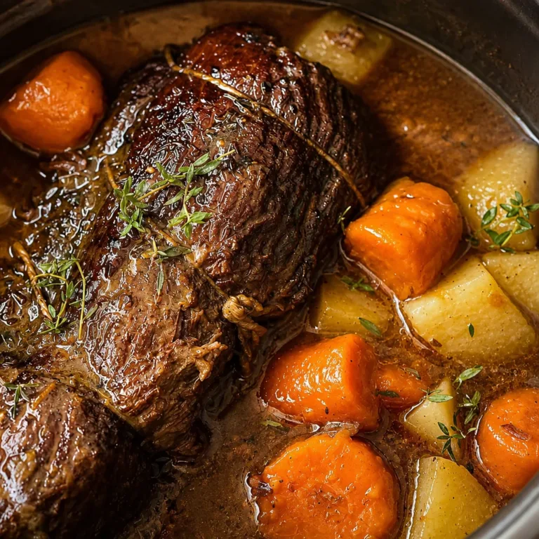 Cozy Crockpot Recipes 1 Delicious Slow Cooker Pot Roast with tender beef, potatoes, and carrots in gravy