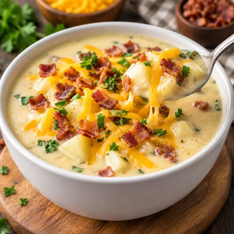 Cozy Crockpot Recipes 1 Bowl of creamy crockpot potato soup garnished with fresh herbs and bacon