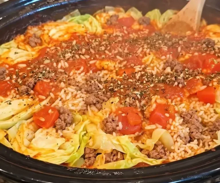 Delicious crockpot cabbage roll casserole served in a bowl