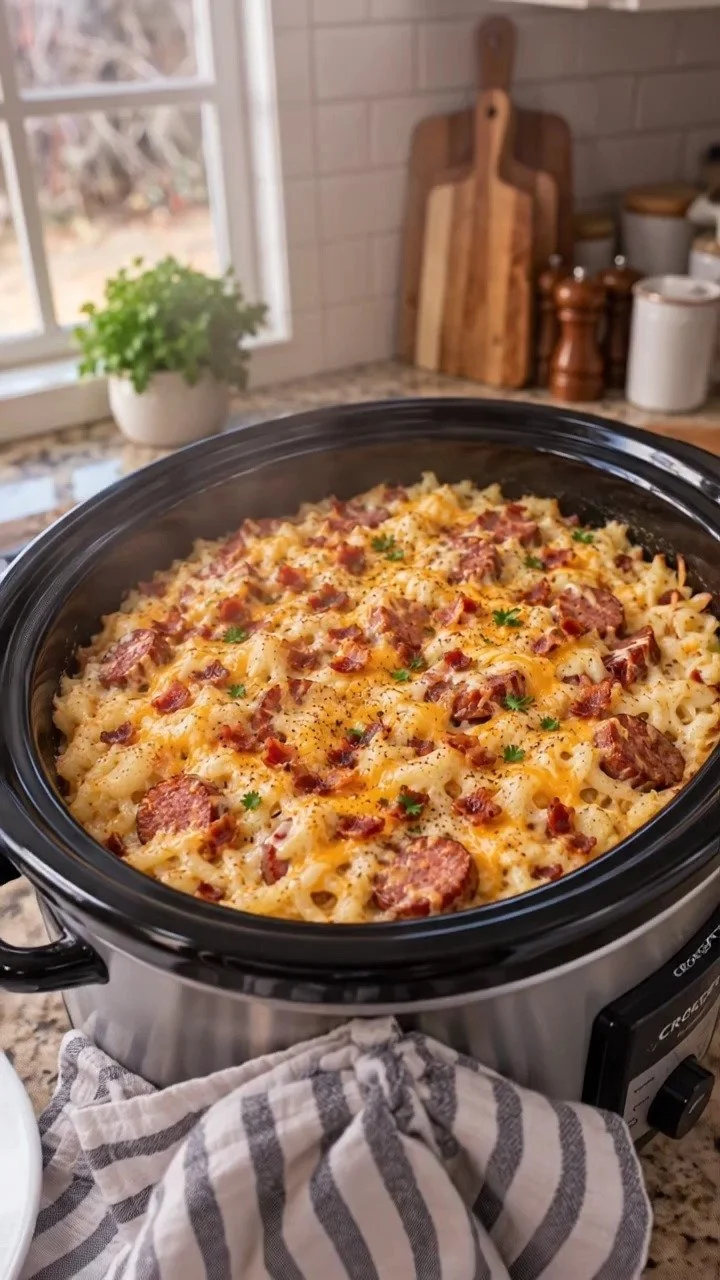 Crockpot Creamy Cheesy Hash Brown Sausage Casserole with Smoked Beef Sausage 17 Crockpot Creamy Cheesy Hash Brown Sausage Casserole with Smoked Beef Sausage