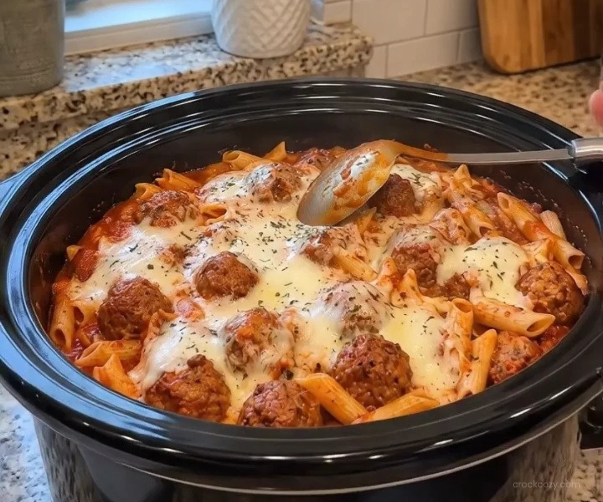 Easy Crockpot Meatball Penne Recipe